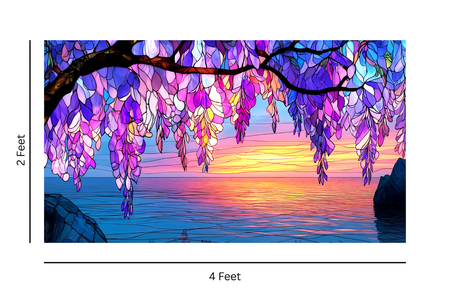 DIY Wall Stickers, Showing a wisteria scene ( 2 Feet x 4 Feet ) Vinyl Sticker